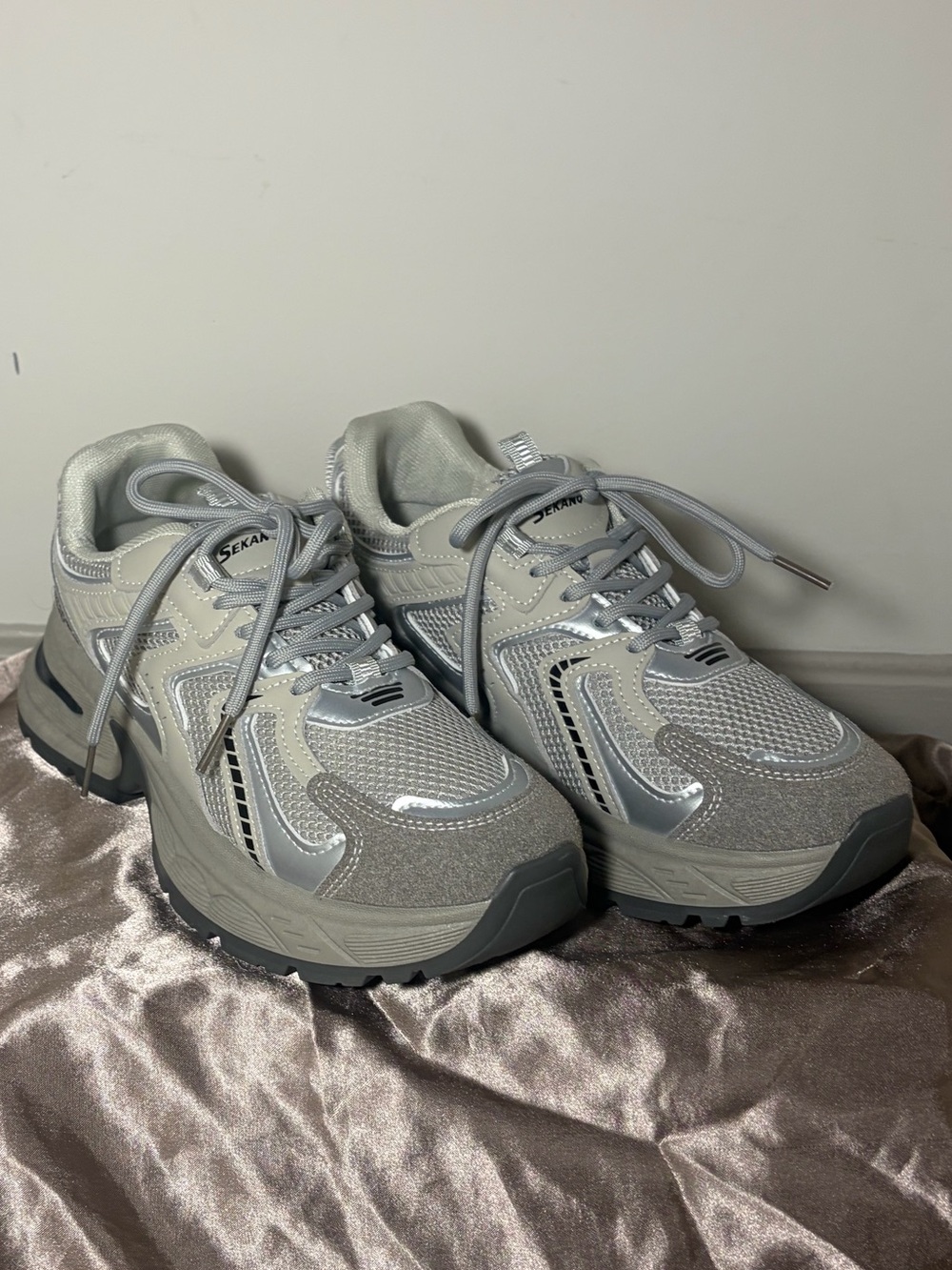 Chunky Light Gray Platform Sneakers for Women - Sekani